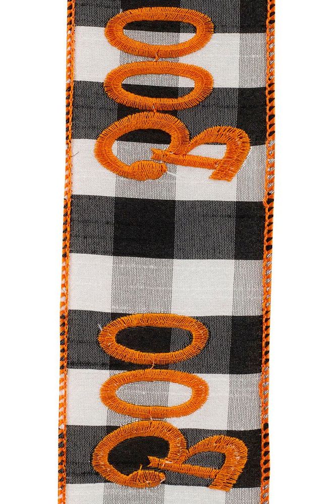 Shop For 2.5in Boo Embroidered Check Wired Ribbon (10 Yards)