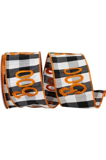 Shop For 2.5in Boo Embroidered Check Wired Ribbon (10 Yards)