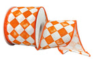 Shop For 2.5in Canvas Tipsy Check Ribbon: Orange (10 Yards)
