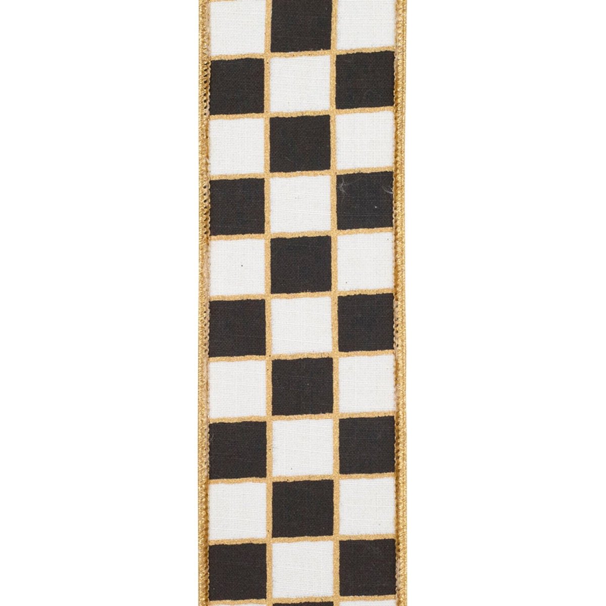 Shop For 2.5in Checked Metallic Ribbon: Black/White (5 Yards)