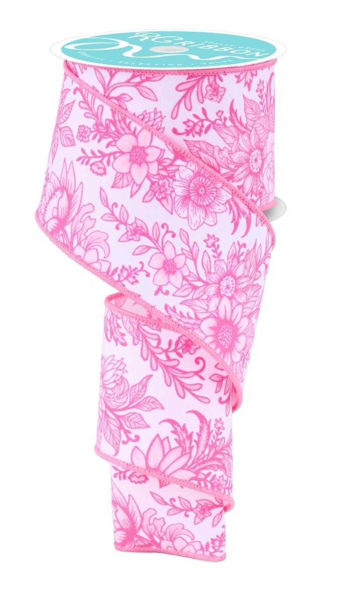 Shop For 2.5in Chinoiserie Floral Ribbon: Pink (10 Yards)