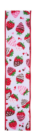 Shop For 2.5in Chocolate Covered Strawberries Ribbon: White (10 Yards)