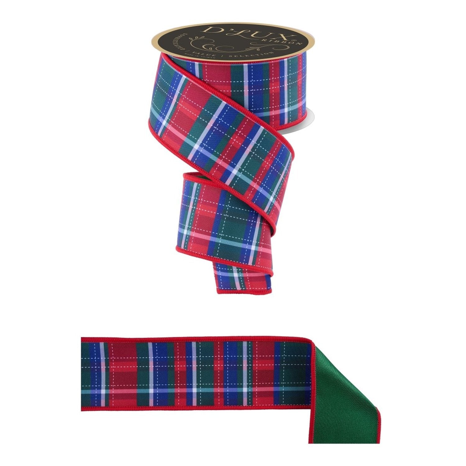 Shop For 2.5in Dashed Plaid Ribbon: Red/Green/Blue (10 Yards)
