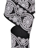 Shop For 2.5in Deluxe Wavy Floral Ribbon: Black/White (10 Yards)