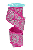 Shop For 2.5in Deluxe Wavy Floral Ribbon: Fuchsia/Silver (10 Yards)