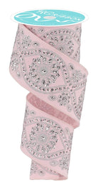 Shop For 2.5in Deluxe Wavy Floral Ribbon: Pale Pink (10 Yards)