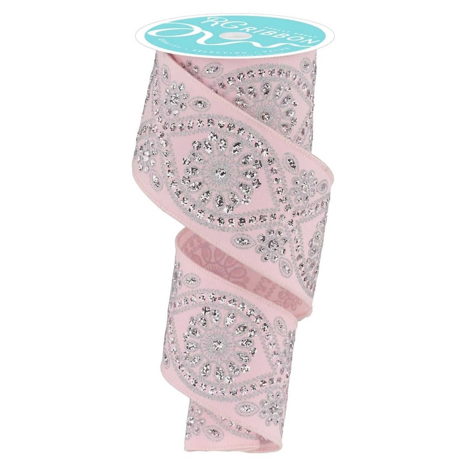 Shop For 2.5in Deluxe Wavy Floral Ribbon: Pale Pink (10 Yards)