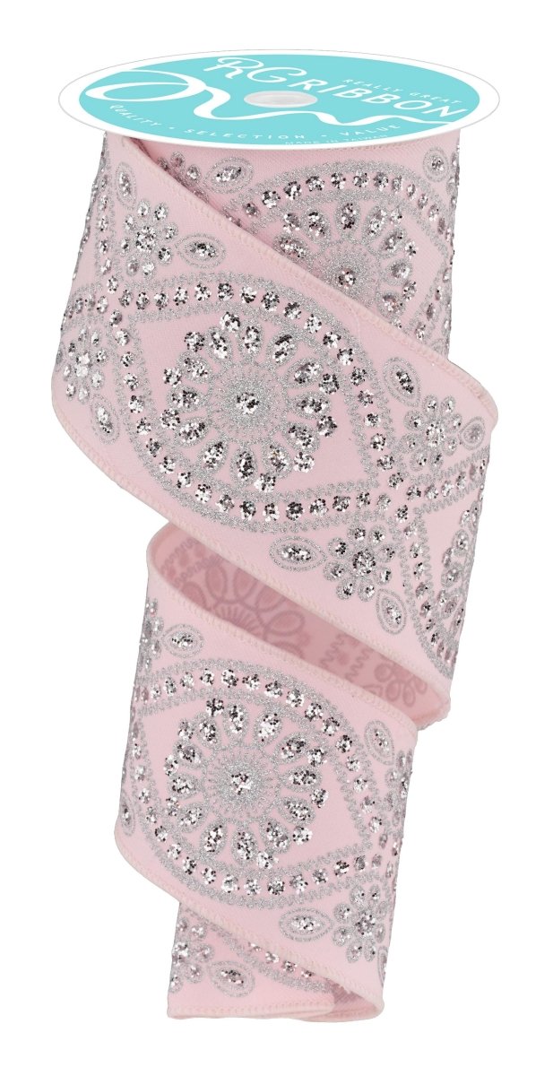 Shop For 2.5in Deluxe Wavy Floral Ribbon: Pale Pink (10 Yards)