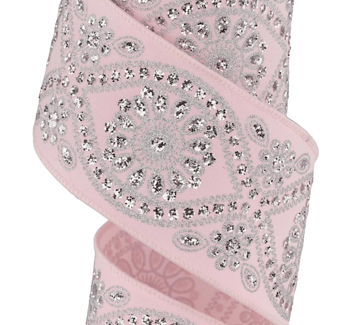 Shop For 2.5in Deluxe Wavy Floral Ribbon: Pale Pink (10 Yards)