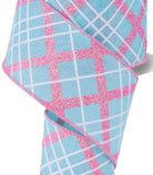 Shop For 2.5in Diagonal Glitter Plaid Ribbon: Robin Egg (10 Yard)