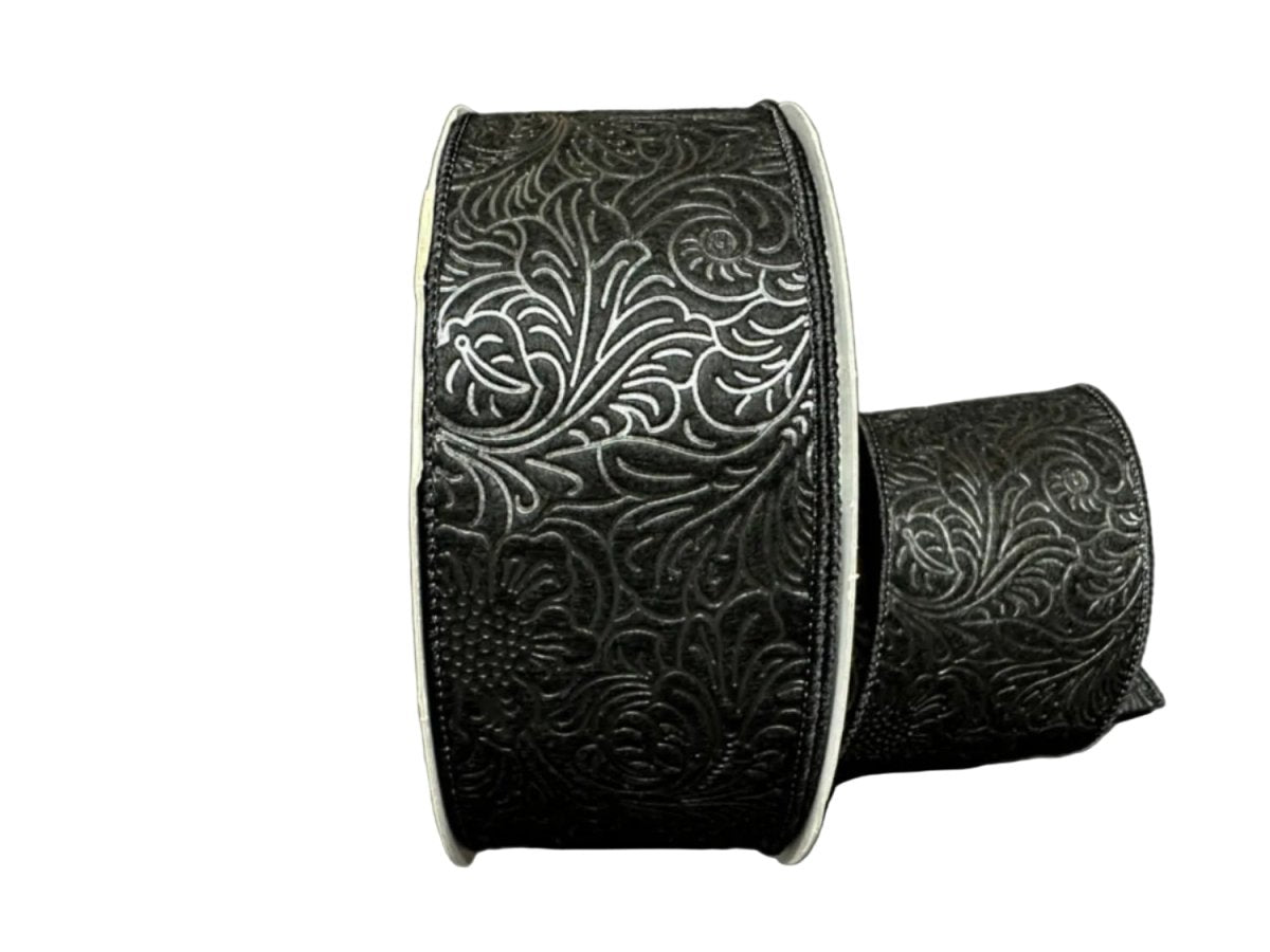 Shop For 2.5in Embossed Flower Breeze Ribbon: Black (10 Yards)