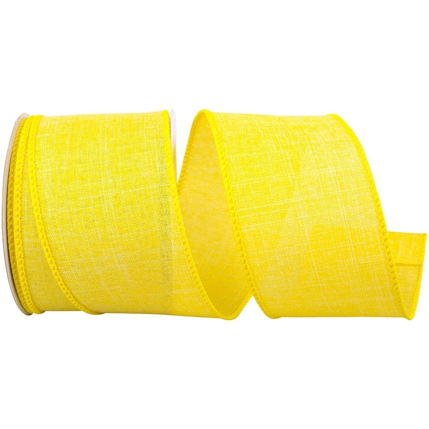 Shop For 2.5in Everyday Linen Ribbon: Yellow (10 Yards)