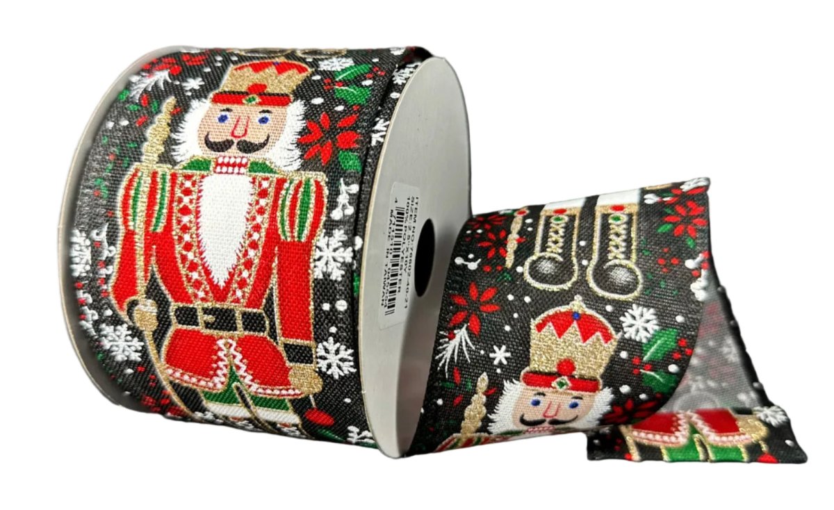 Shop For 2.5in Fancy Linen Nutcracker Ribbon: Black (10 Yards)