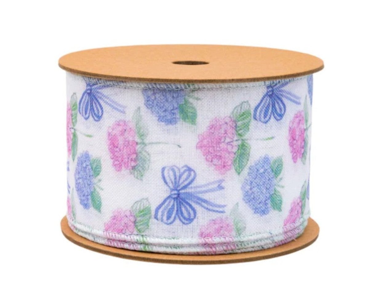 Shop For 2.5in Florals and Bow Ribbon: Blue/White (10 Yards)