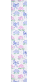 Shop For 2.5in Florals and Bow Ribbon: Blue/White (10 Yards)