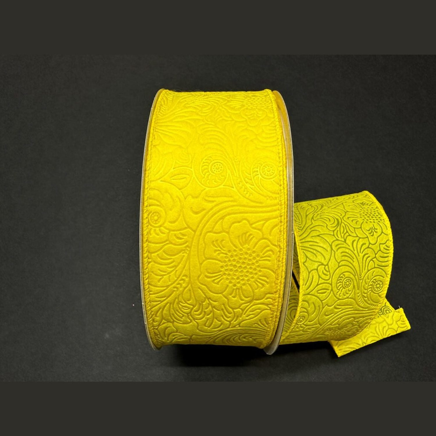 Shop For 2.5in Flower Embossed Ribbon: Daffodil Yellow (10 Yards)