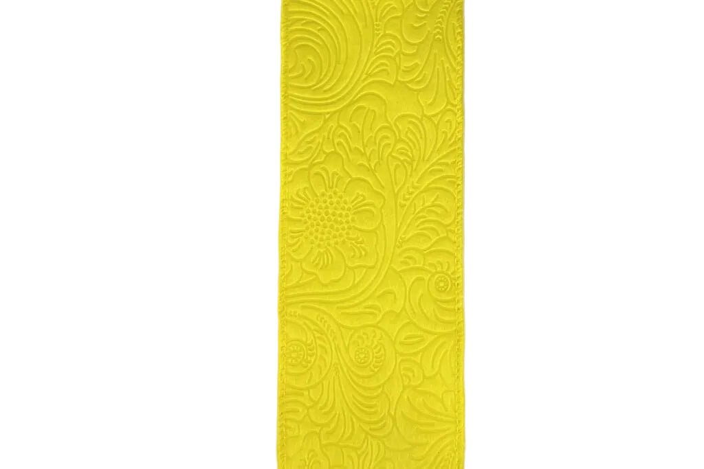 Shop For 2.5in Flower Embossed Ribbon: Daffodil Yellow (10 Yards)