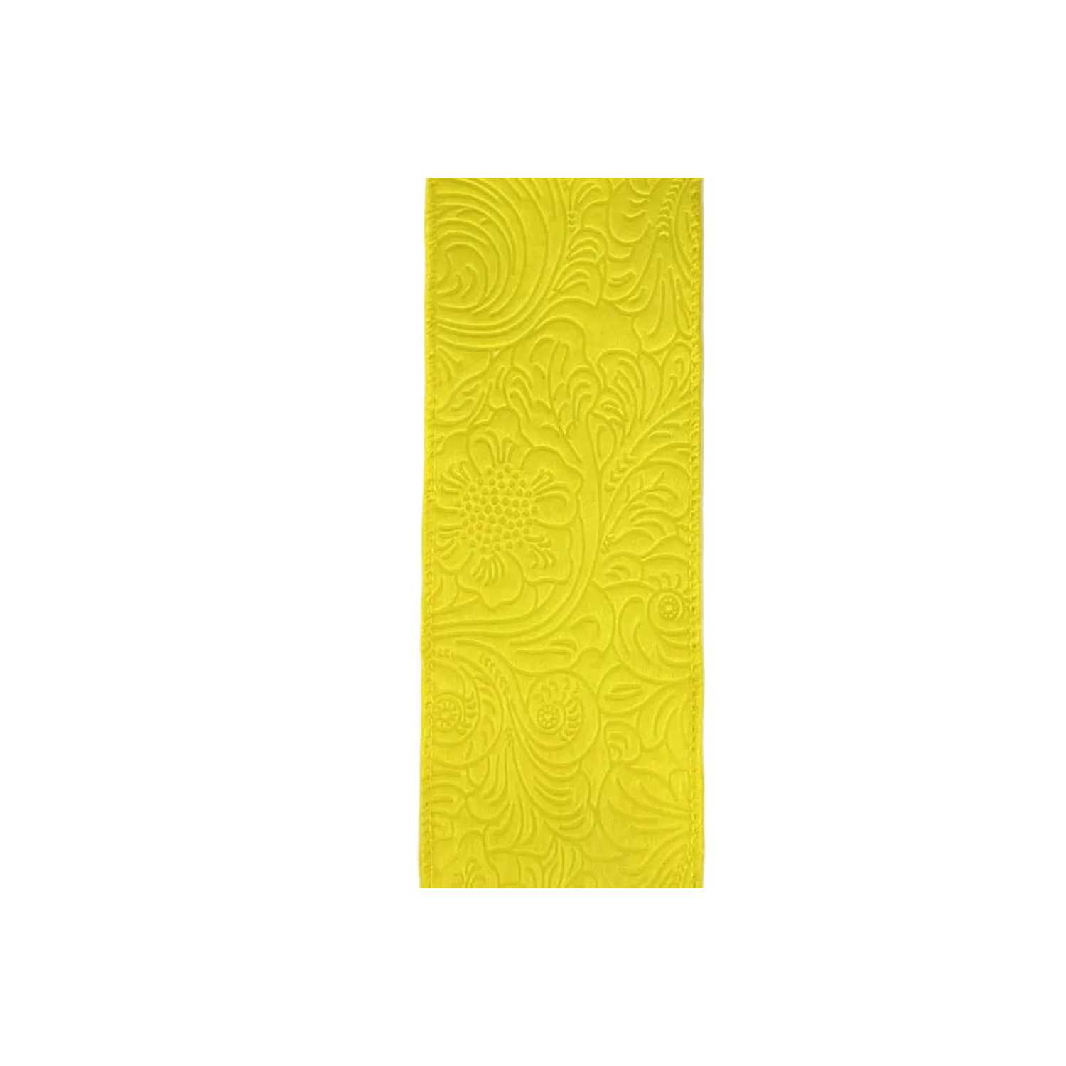 Shop For 2.5in Flower Embossed Ribbon: Daffodil Yellow (10 Yards)