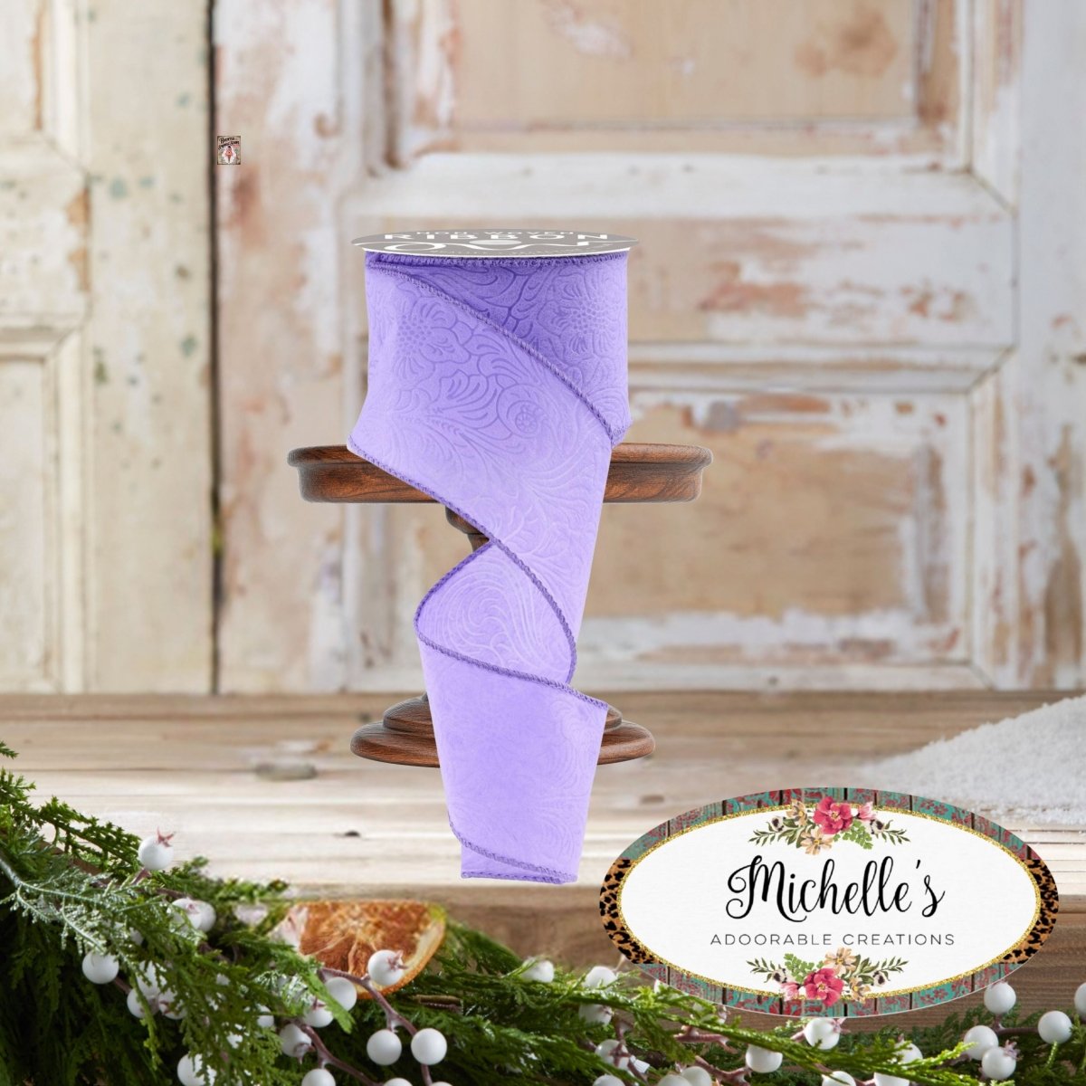 Shop For 2.5in Flower Embossed Ribbon: Lavender (10 Yards)