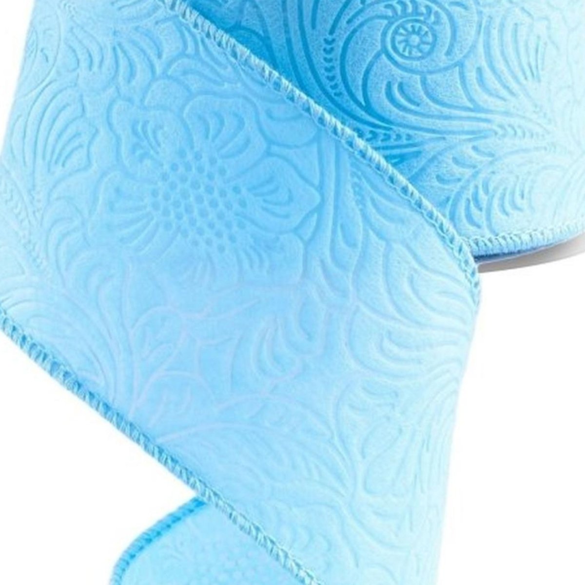 Shop For 2.5in Flower Embossed Ribbon: Light Blue (10 Yards)