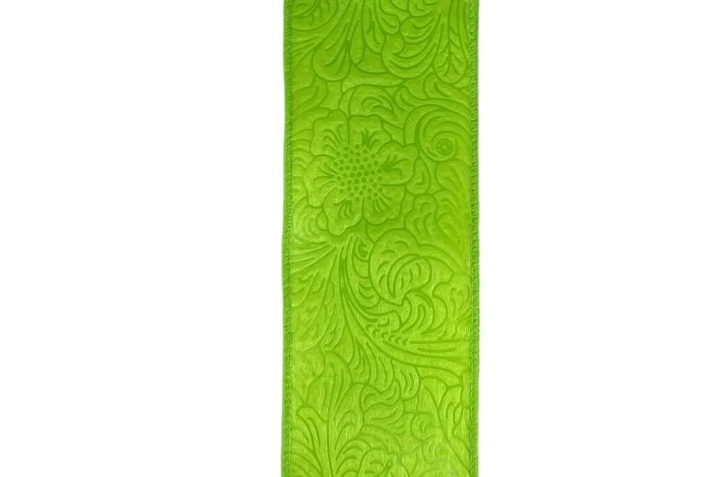 Shop For 2.5in Flower Embossed Ribbon: Lime (10 Yards)