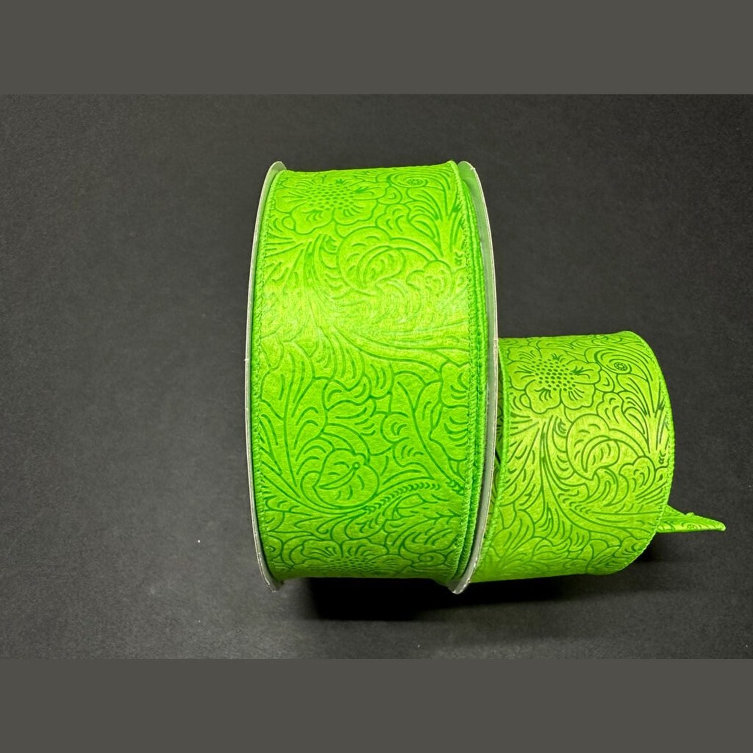 Shop For 2.5in Flower Embossed Ribbon: Lime (10 Yards)