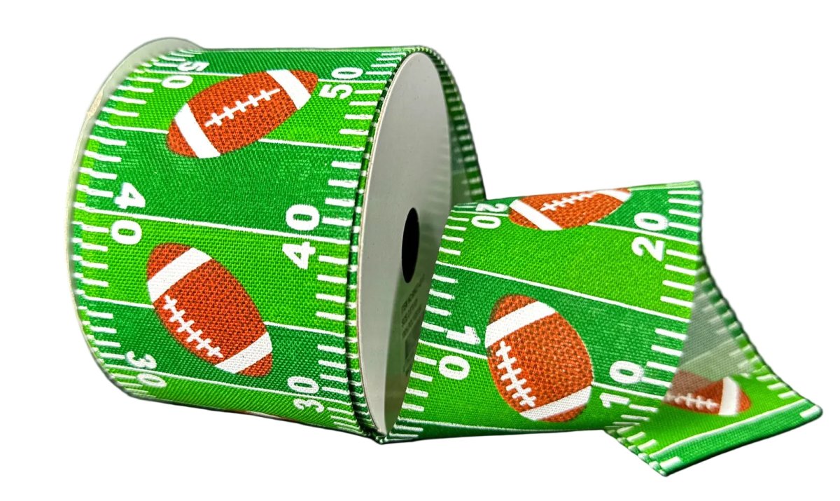 Shop For 2.5in Football Field Big Football Ribbon: Green (10 Yards)
