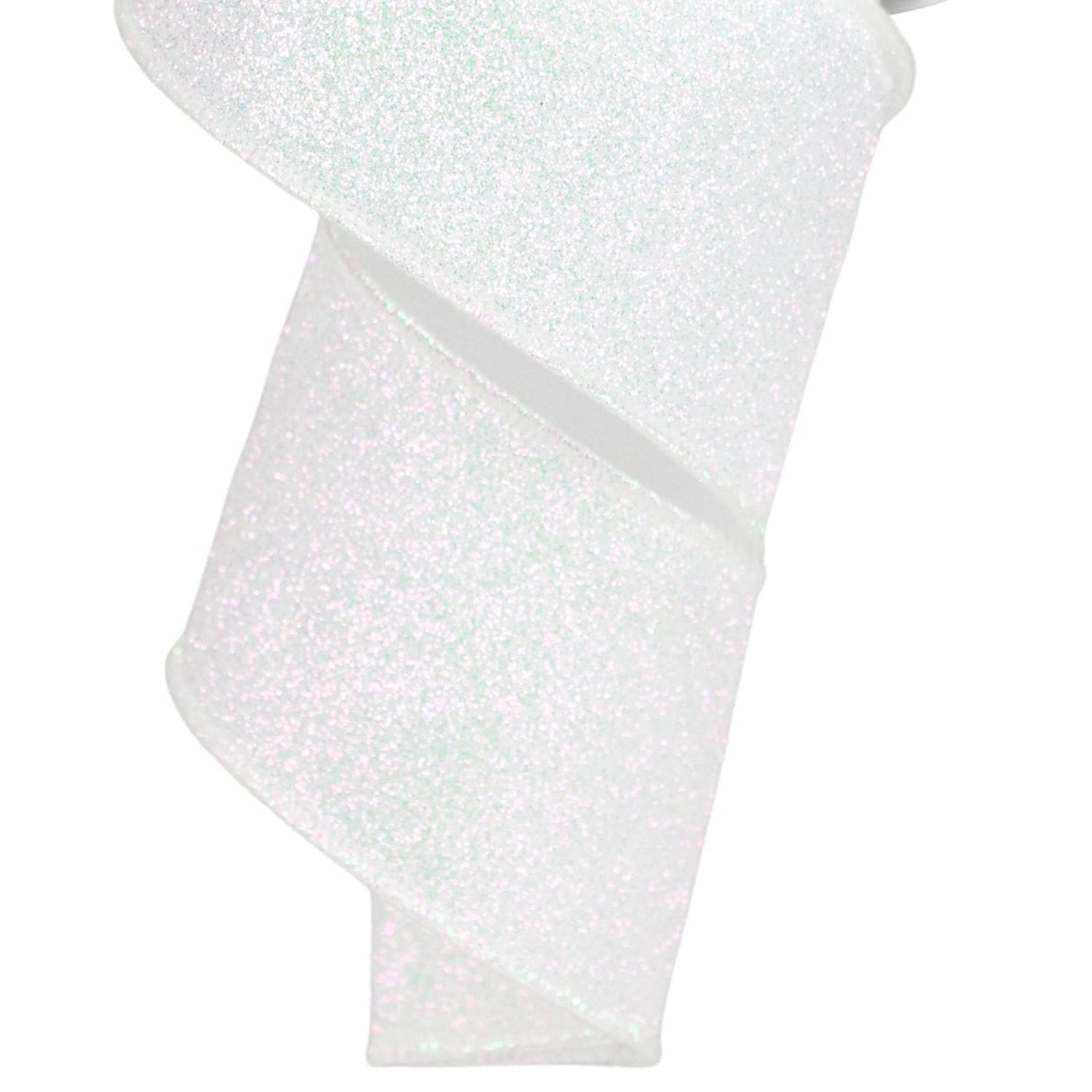 Shop For 2.5in Glitter on Fabric Ribbon: Iridescent White (10 Yards)