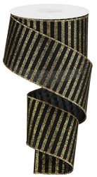 Shop For 2.5in Glitter Stripe Canvas Ribbon: Black & Gold (10 Yards)