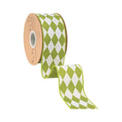 Shop For 2.5in Green Diamonds on Cream Ribbon (10 Yards)