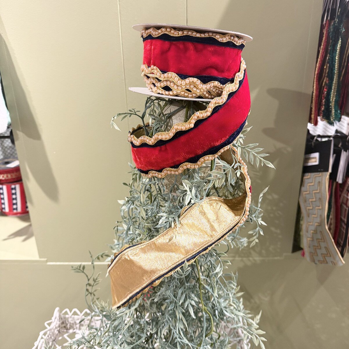 Shop For 2.5in JME Velvet Beaded Edge Ribbon: Red (10 Yards)