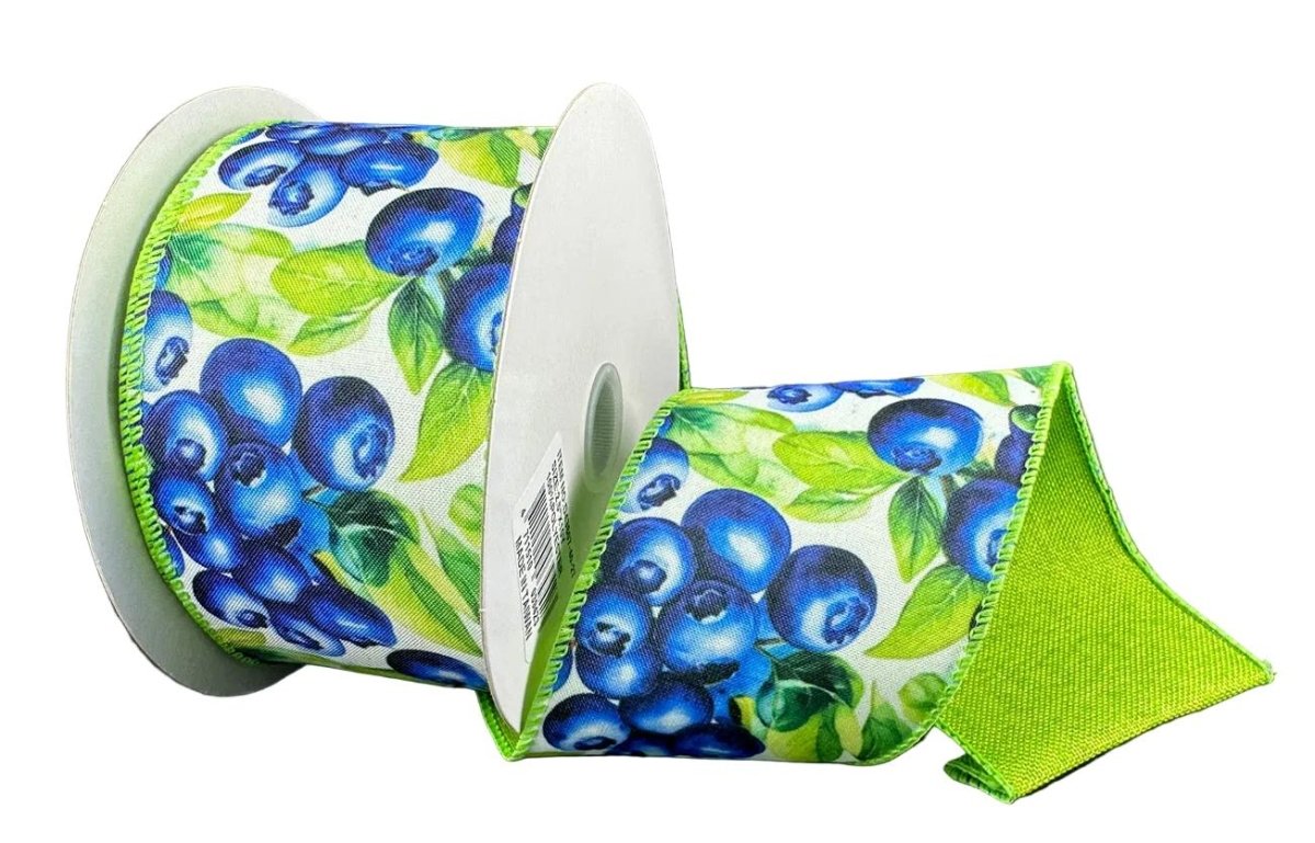 Shop For 2.5in Jumbo Blueberries Fused Ribbon: Lime Green