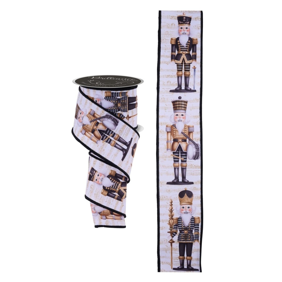 Shop For 2.5in LS Nutcracker Ribbon: White/Gold (10 Yards)