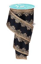 Shop For 2.5in Lux Scallop Trim Ribbon: Black/Gold (10 Yards)