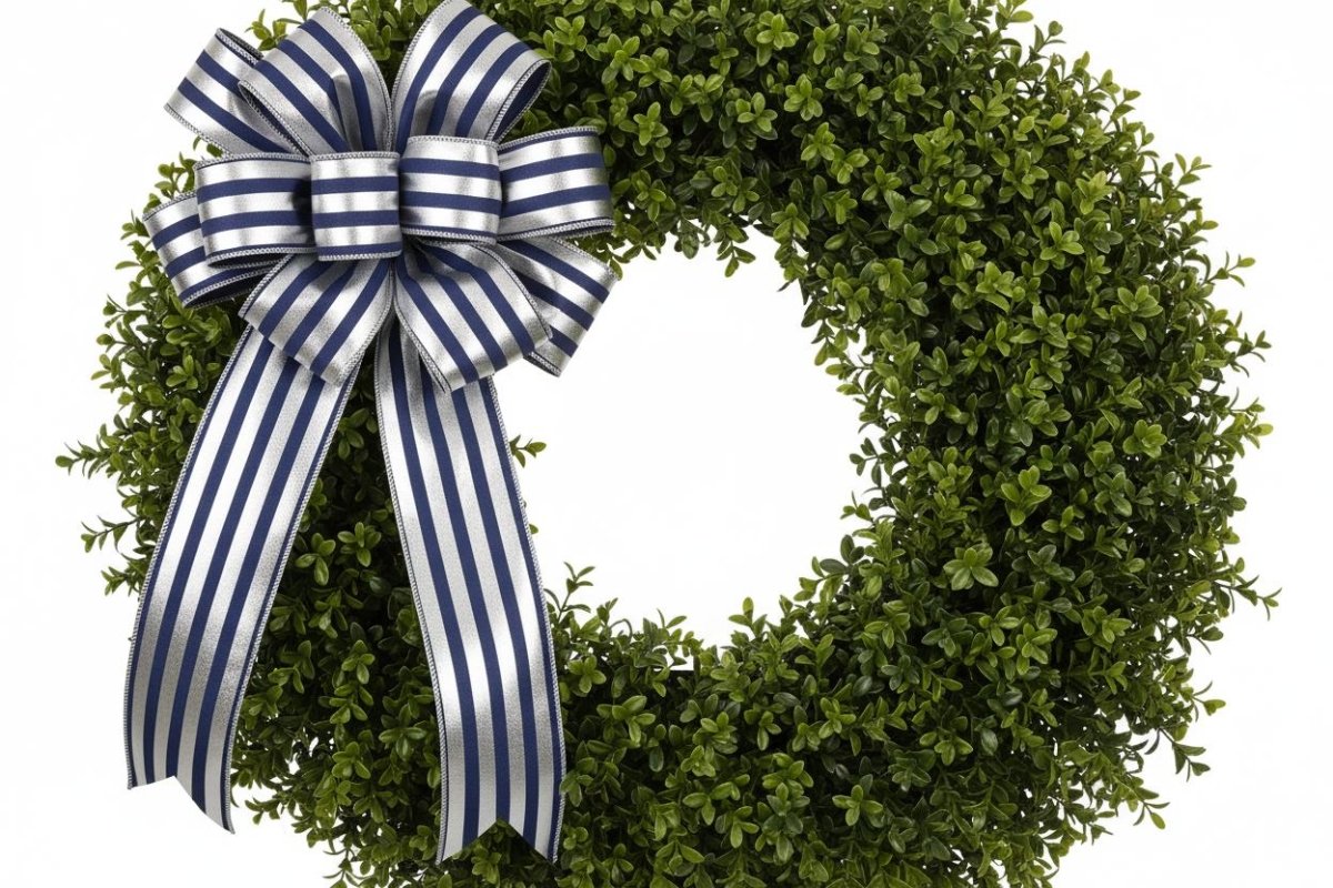 Shop For 2.5in Metallic Vertical Stripes Ribbon: Navy Blue & Silver (10 Yards)