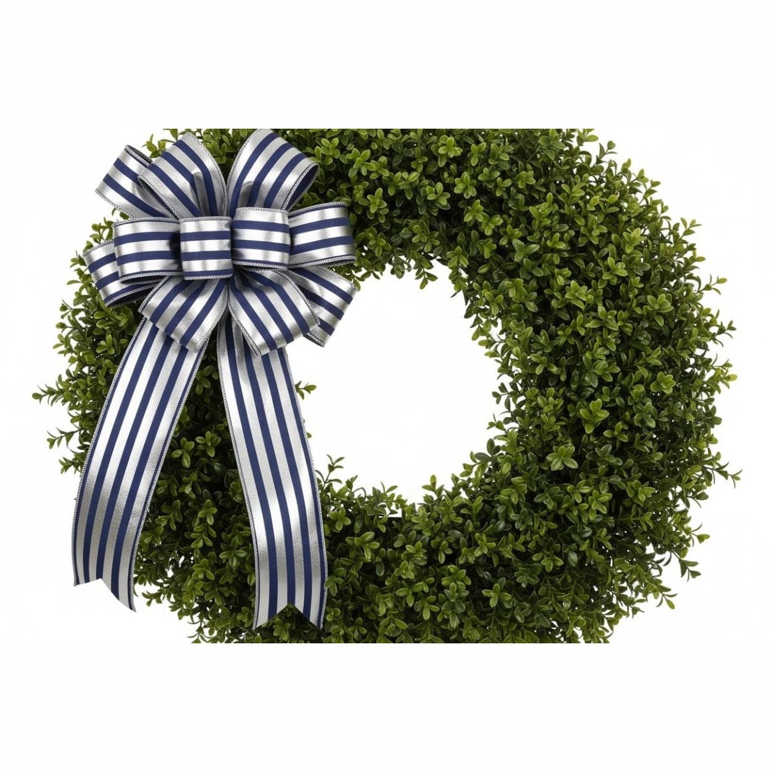 Shop For 2.5in Metallic Vertical Stripes Ribbon: Navy Blue & Silver (10 Yards)