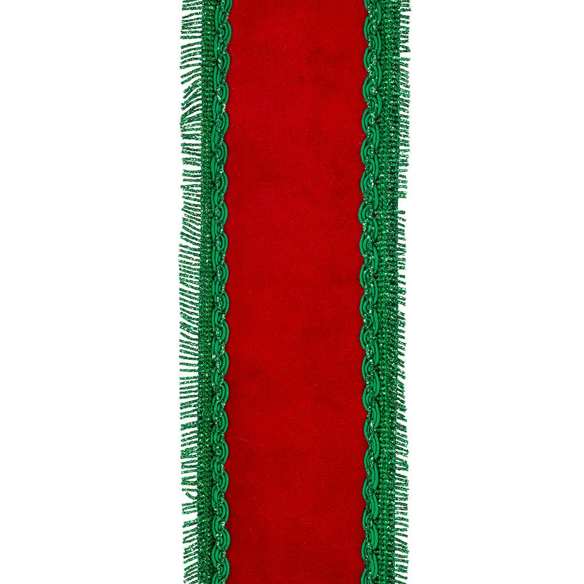 Shop For 2.5in Opulent Trim Fringe Velvet Ribbon: Red/Green (10 Yards)