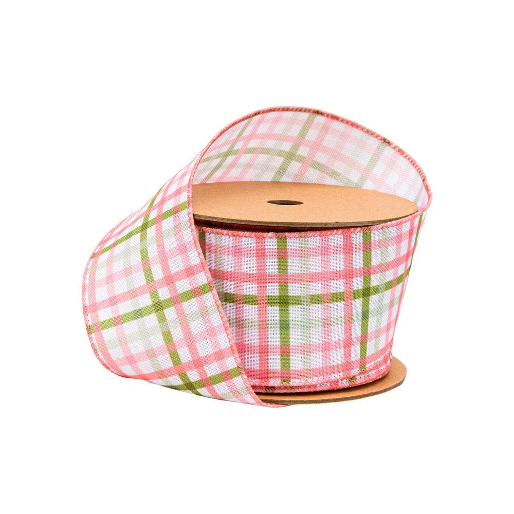 Shop For 2.5in Pink and Green Checked Plaid Ribbon (10 Yards)
