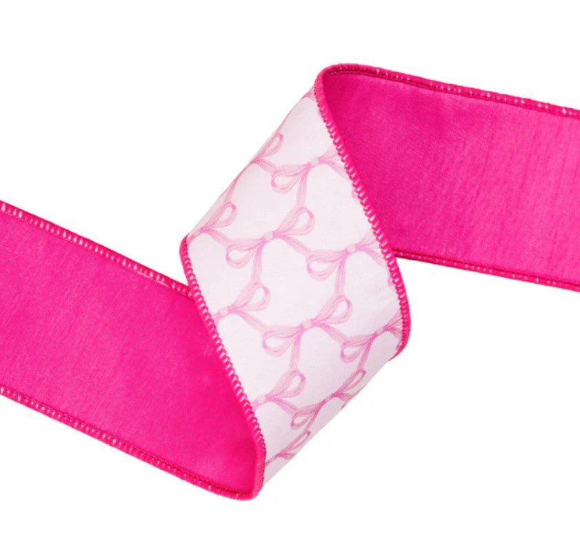Shop For 2.5in Pink Bow Dupioni Ribbon: White (10 Yards)