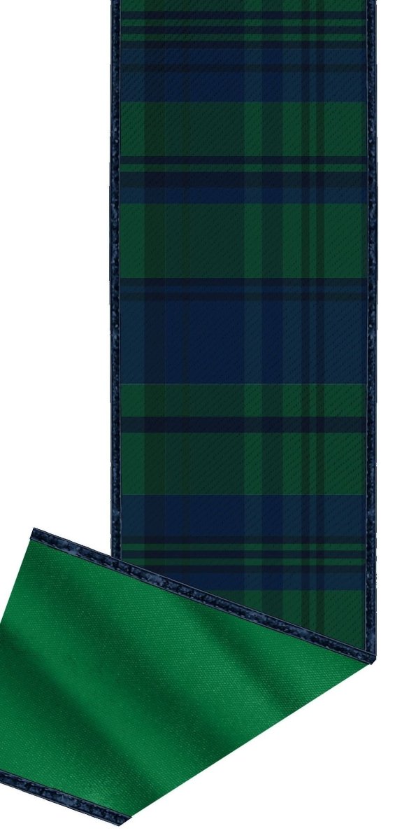 Shop For 2.5in Plaid Fused Back Ribbon: Navy/Emerald Green (10 Yards)