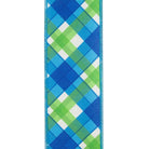Shop For 2.5in Plaid Seaway Deluxe Backed Ribbon: Blue/Green (10 Yards)