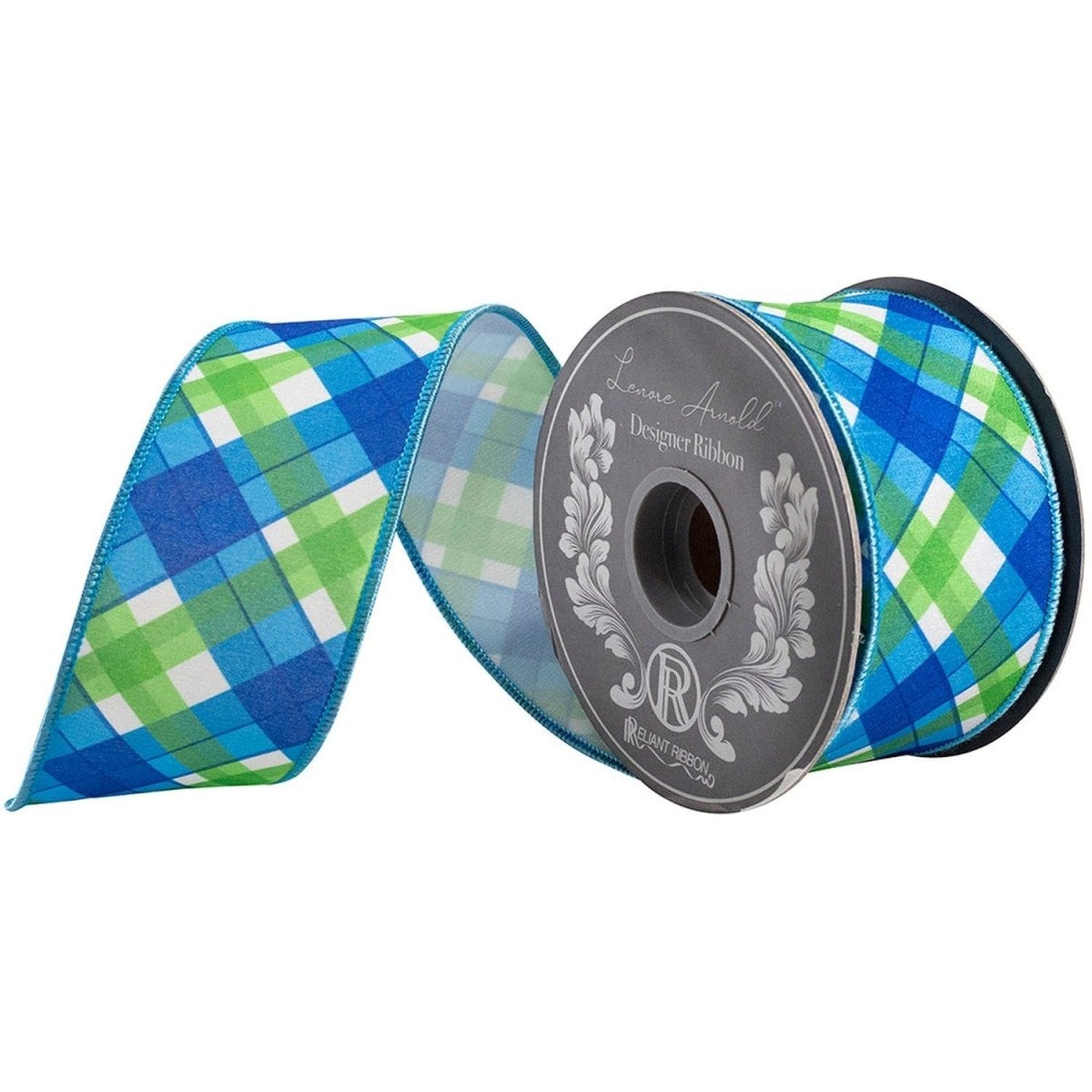 Shop For 2.5in Plaid Seaway Deluxe Backed Ribbon: Blue/Green (10 Yards)