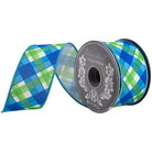 Shop For 2.5in Plaid Seaway Deluxe Backed Ribbon: Blue/Green (10 Yards)