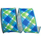 Shop For 2.5in Plaid Seaway Deluxe Backed Ribbon: Blue/Green (10 Yards)