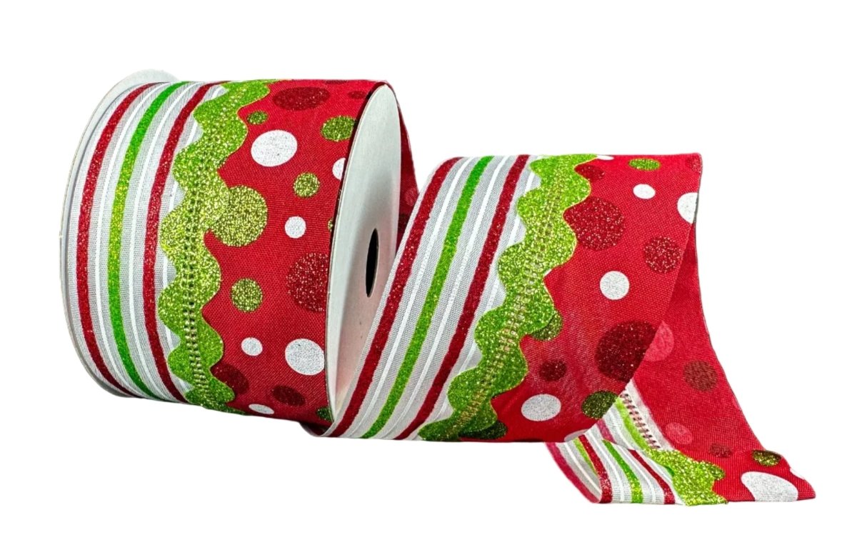 Shop For 2.5in Polka Dot Stripes RicRac Ribbon: Red/Green (10 Yards)