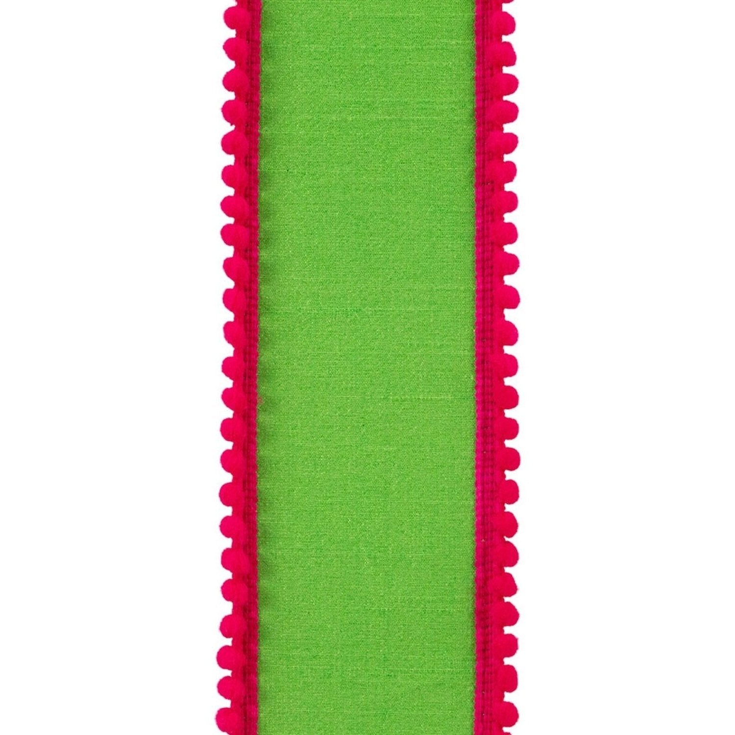Shop For 2.5in Pom Pom Mini Edge Ribbon: Citrus/Fuchsia (10 Yards)