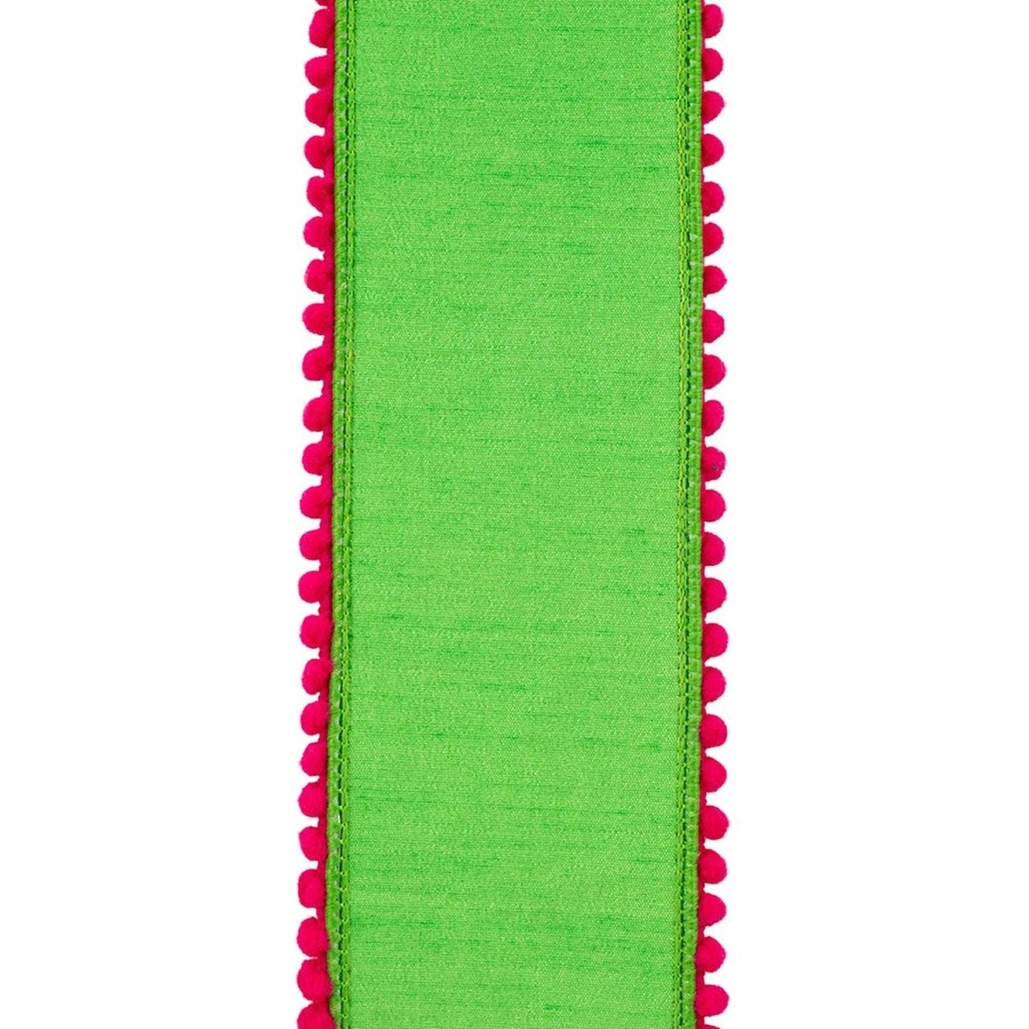Shop For 2.5in Pom Pom Mini Edge Ribbon: Citrus/Fuchsia (10 Yards)
