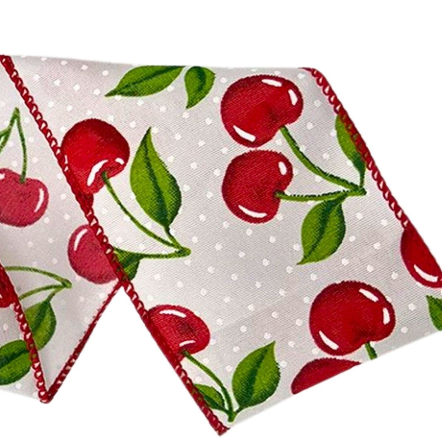 Shop For 2.5in Poplin Cherries Ribbon: White (10 Yards)