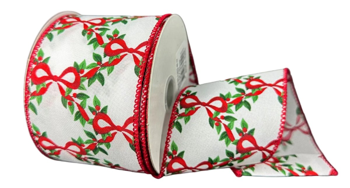 Shop For 2.5in Red Bow Intertwined Garland Ribbon: White (10 Yards)