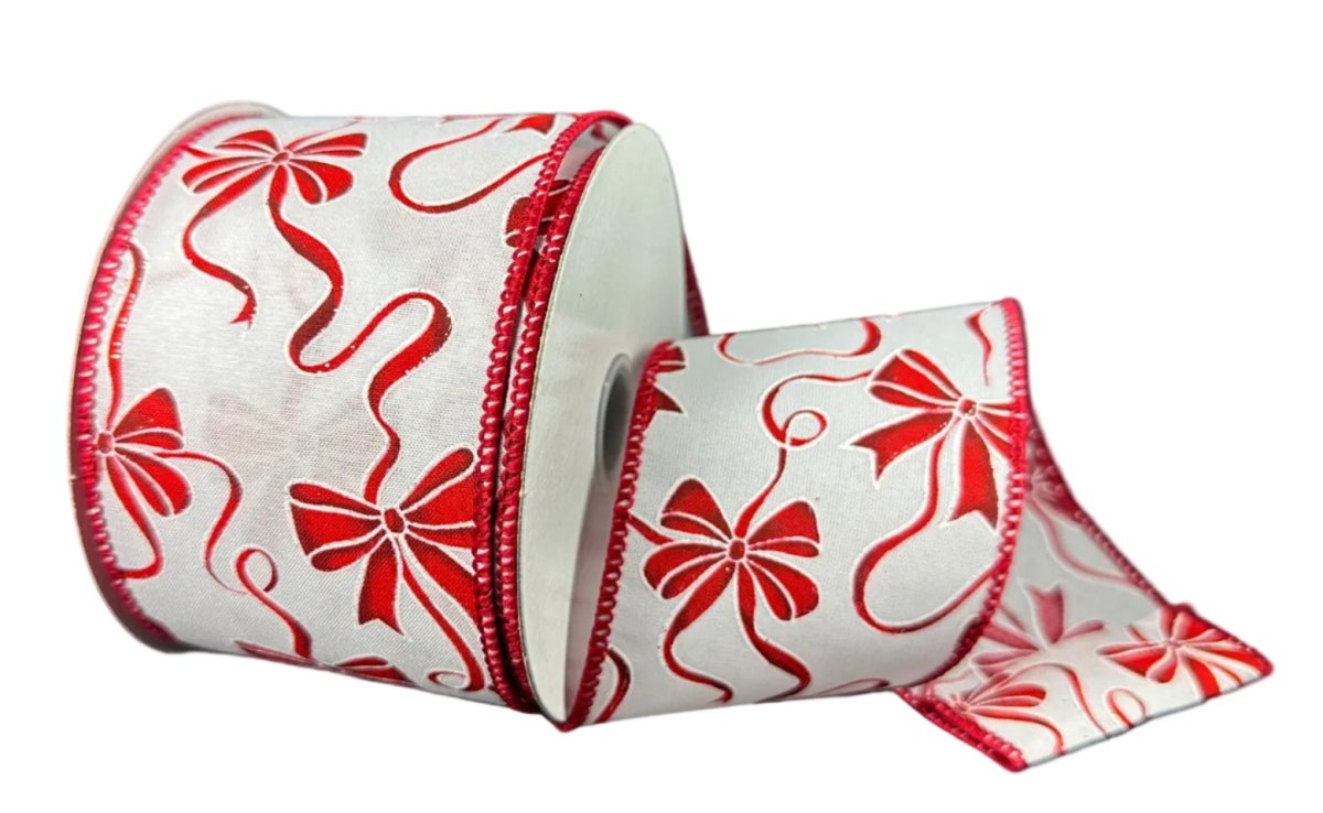 Shop For 2.5in Red Bow Satin Ribbon: White (10 Yards)